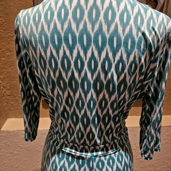 JustFab Maxi Faux Wrap Dress L Boho  Beach Santa Fe Western Coastal Chain Link - Picture 8 of 10